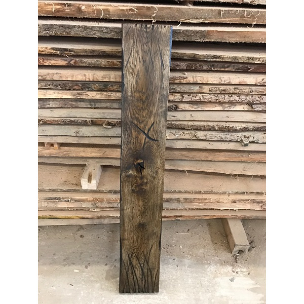 Altholz-Stil, rustikal, antik, Balken, Bohle, Eiche, schwarz (BLACK) geölt, Massivholz, 150x25x3cm